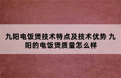 九阳电饭煲技术特点及技术优势 九阳的电饭煲质量怎么样